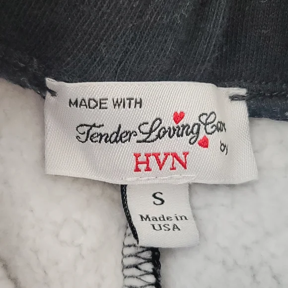 HVN Black and White Fleece Leopard  Sweatshirt And Shorts Set Small Quiet Luxury - Picture 5 of 16